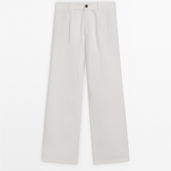 Massimo Dutti White Wide Leg Trouser Pants Size 10 - Picture 5 of 5